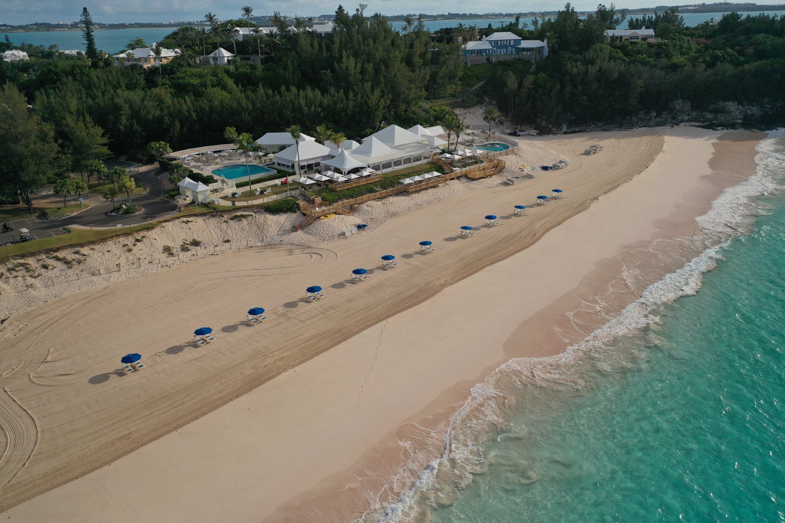 A view of the private pink sand beach at the Rosewood Bermuda