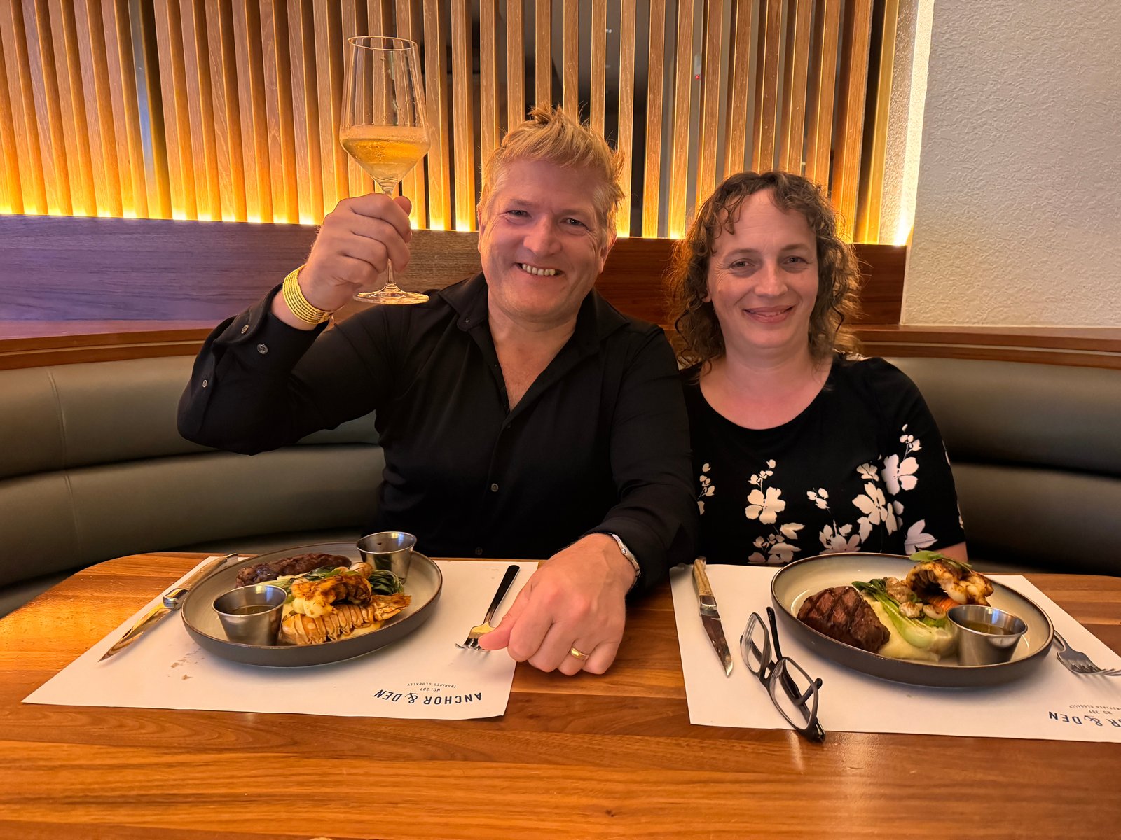 Robin and his wife dining at the Grand Cayman Marriott Resort’s Anchor & Den restaurant. The writer discovers that the island deserves its ‘culinary capital of the Caribbean’ boast