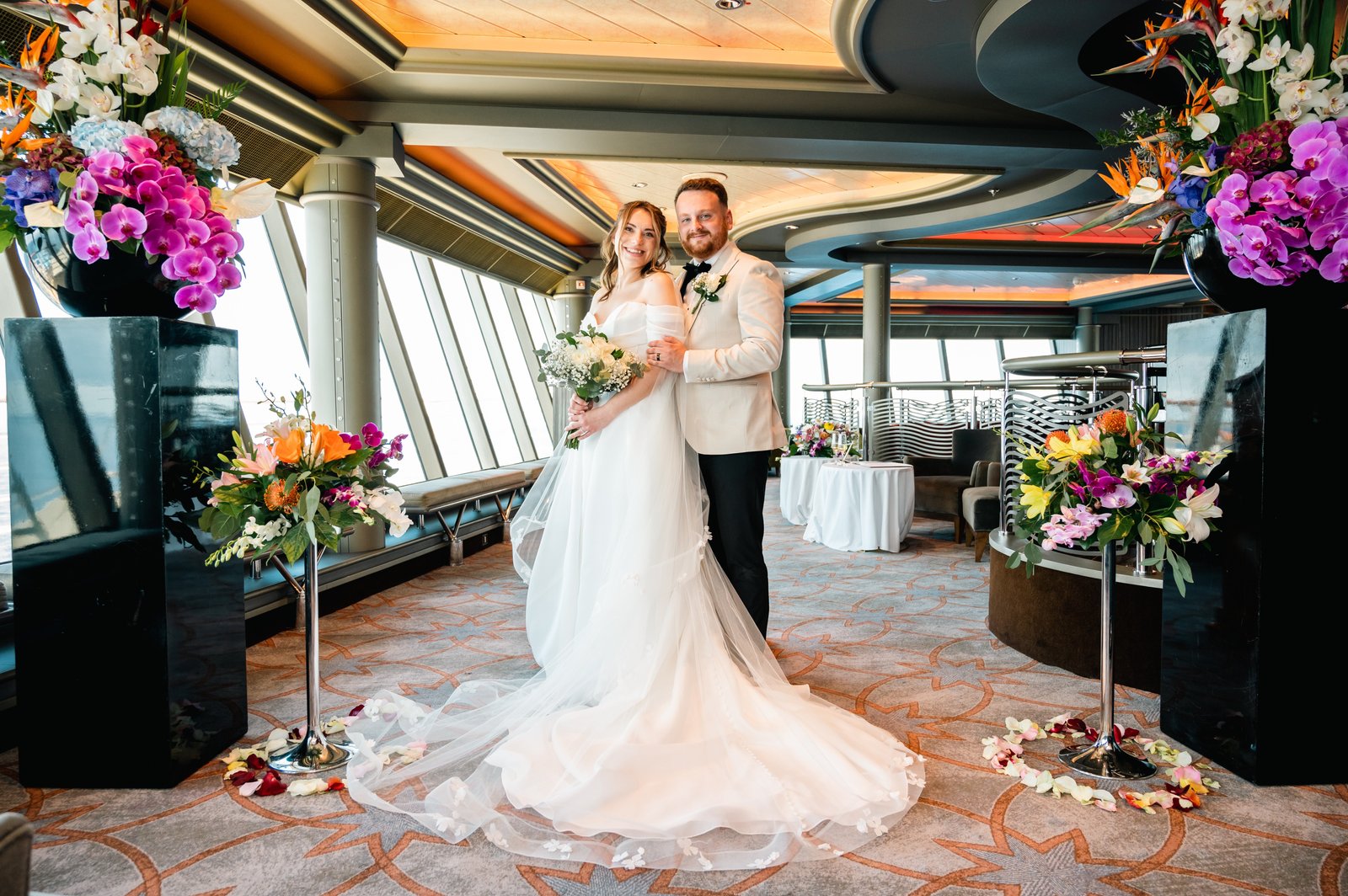 Hannah and Mitchell Still got married aboard P&O Cruises Azura ship in the Planet Bar