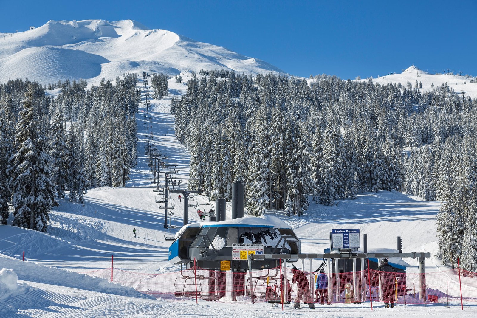 Mount Bachelor’s ski terrain is wrapped around a volcanic cone