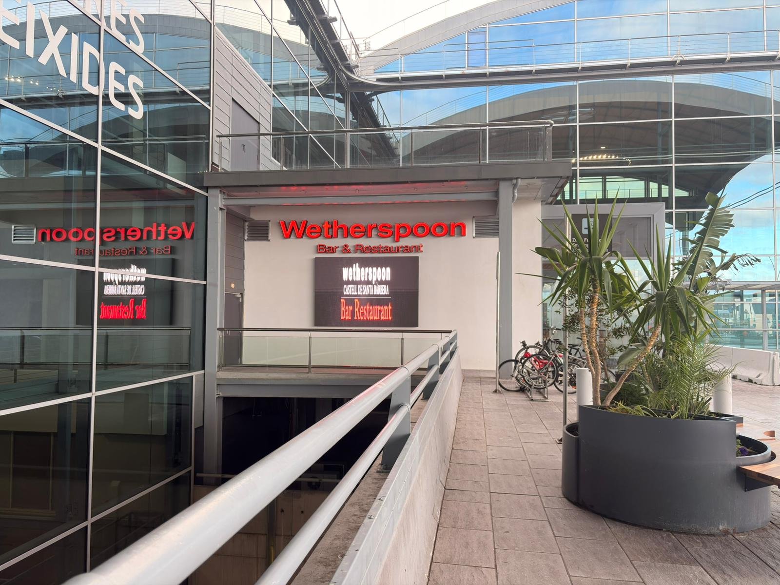 Wetherspoons signage from outside the airport