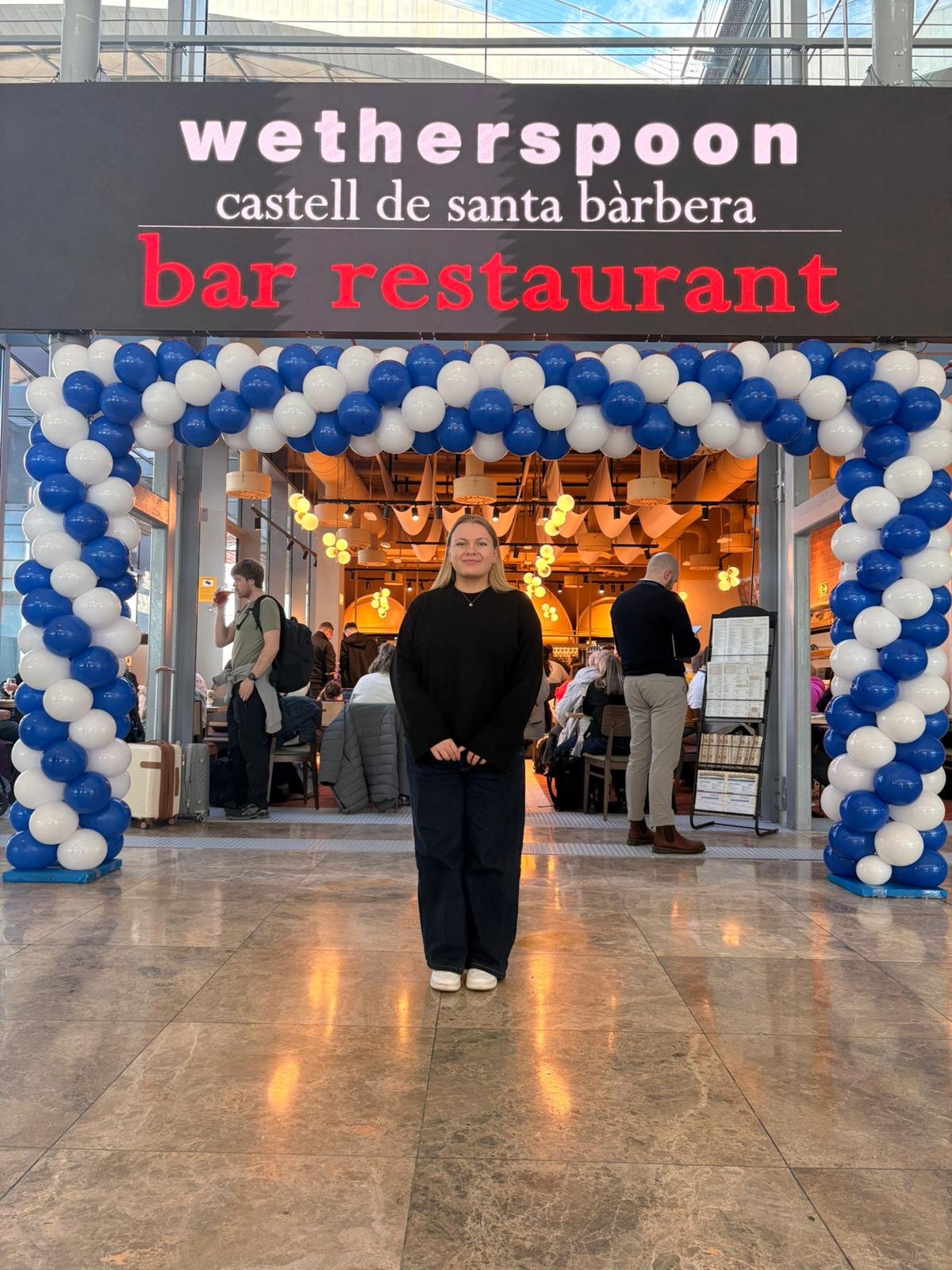 Amelia Neath at Wetherspoon at Alicante-Elche Miguel Hernandez Airport