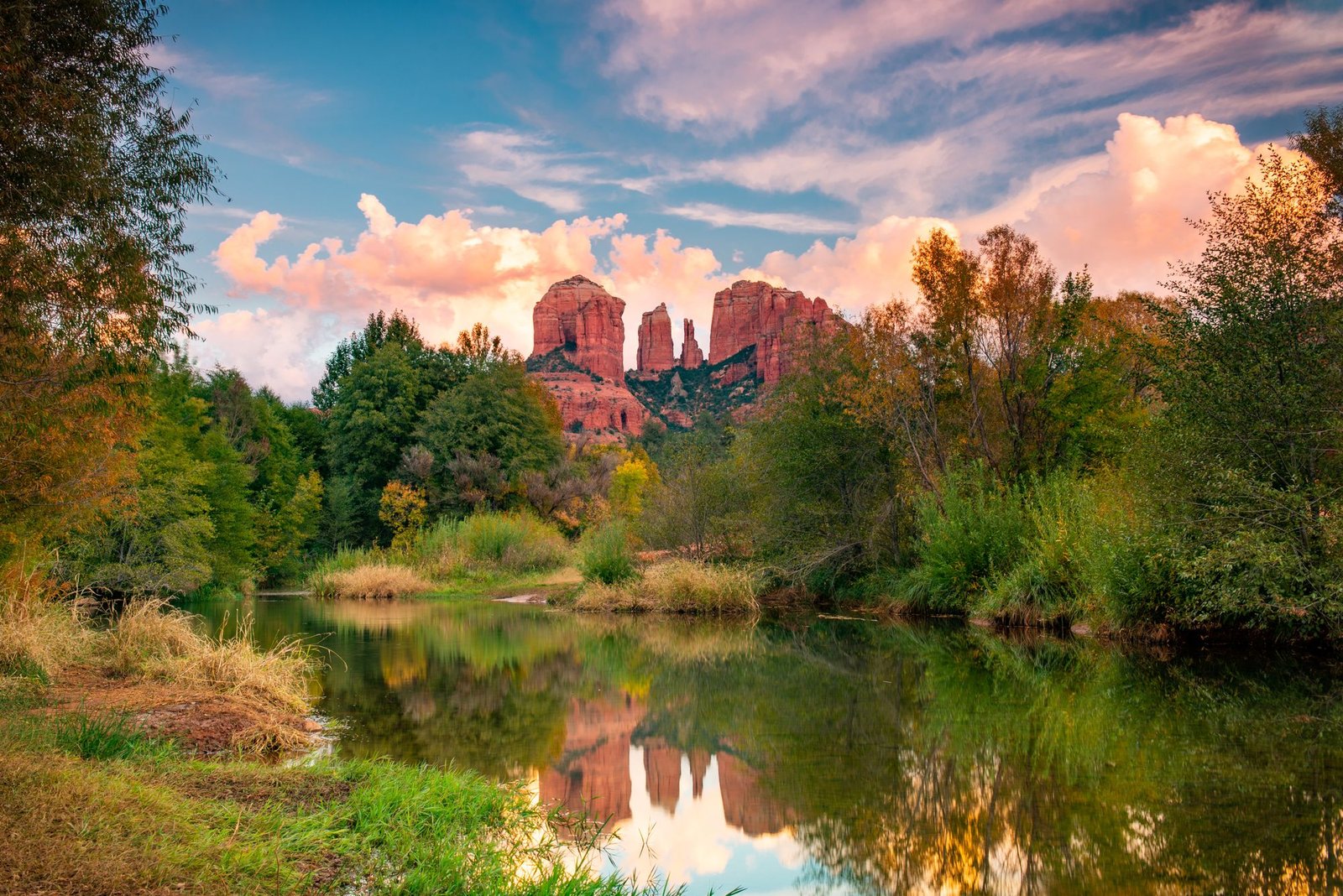 Sedona has big skies and incredible rock formations, such as Cathedral Rock, that give it a cinematic vibe