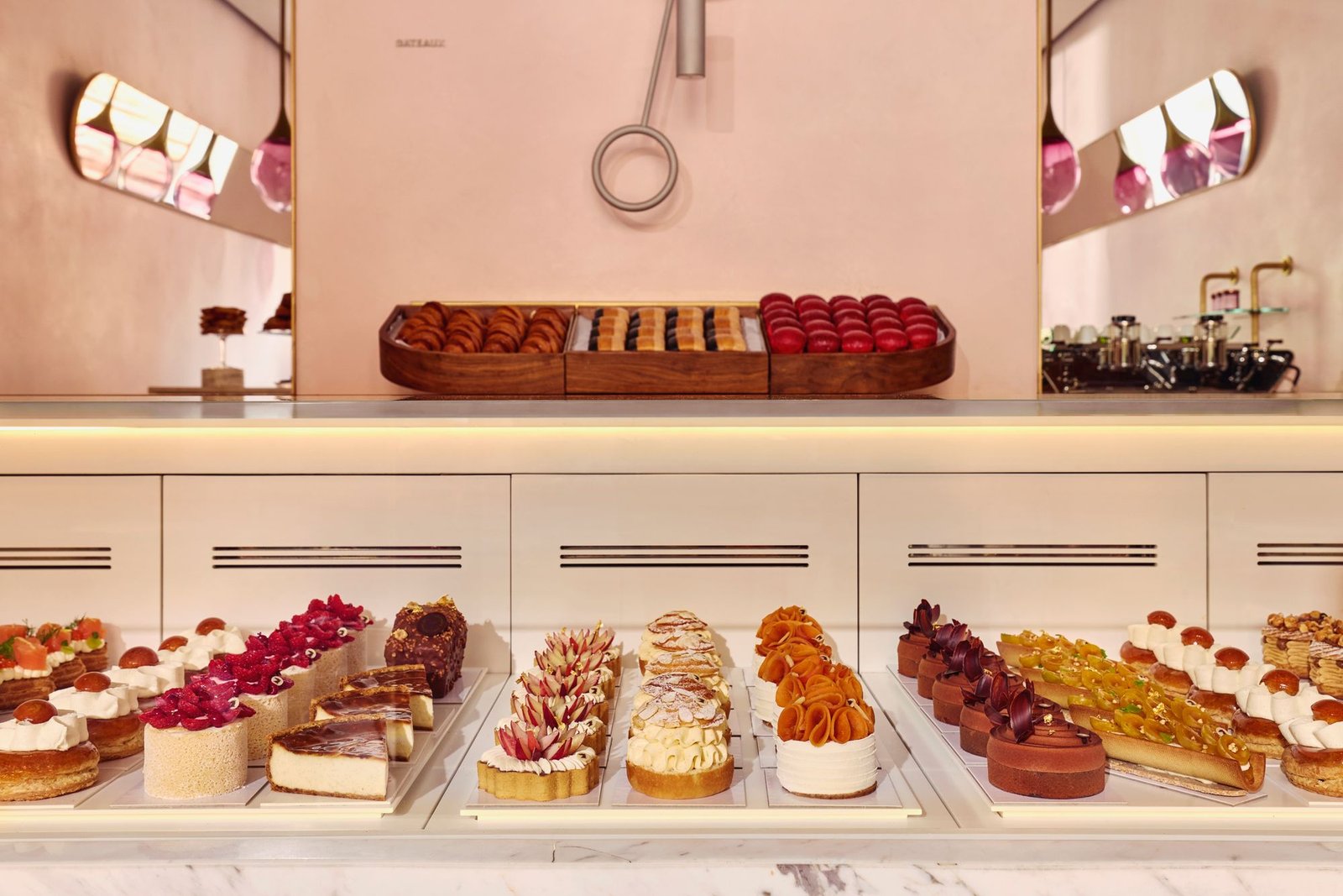 Triple colour pastries and delicate tartlettes are on sale at Nicolas Rouzard’s bakery at The Connaught