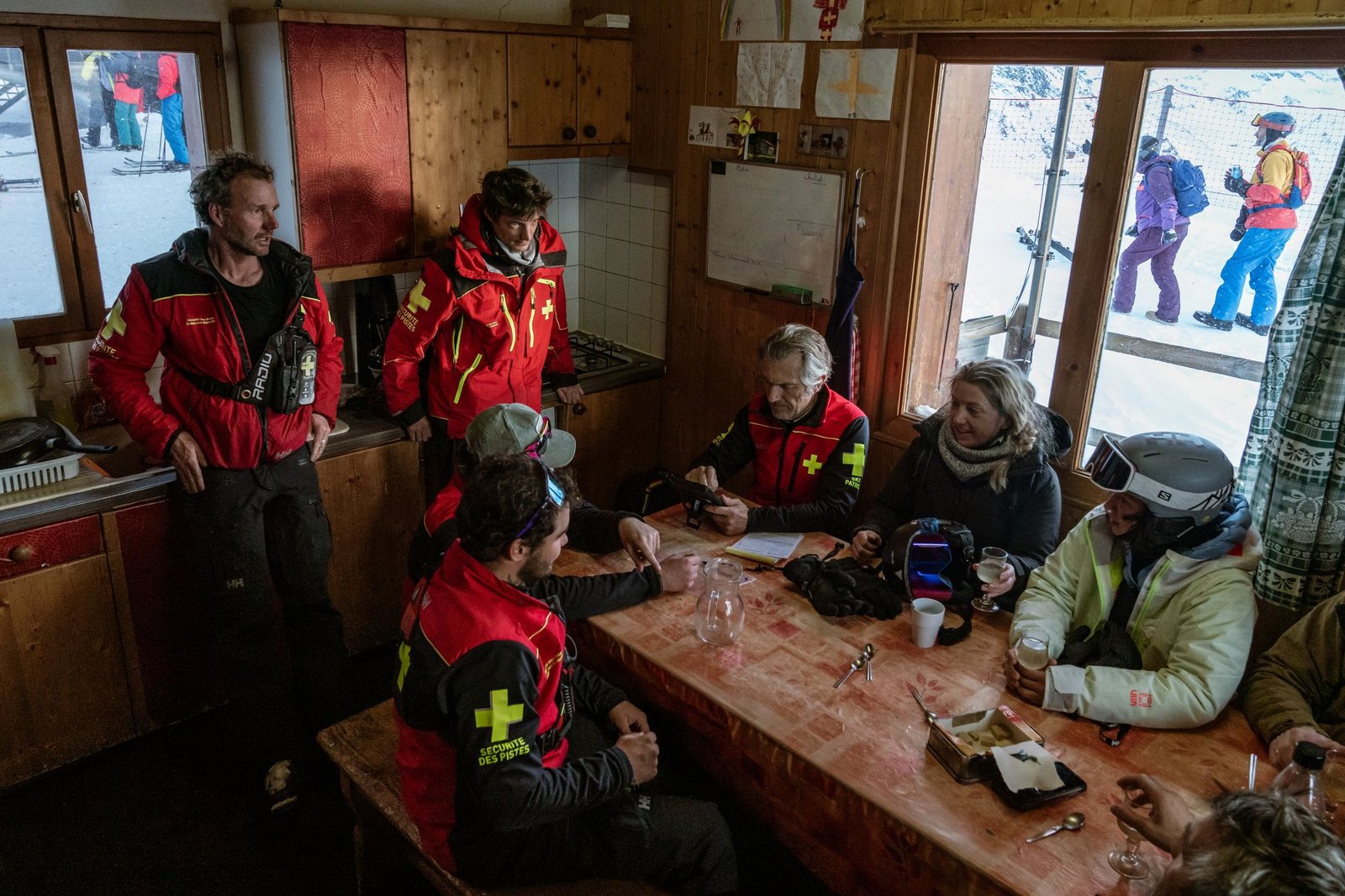 Sitting in one of the ski patrol huts ahead of the closing sweeps of the day