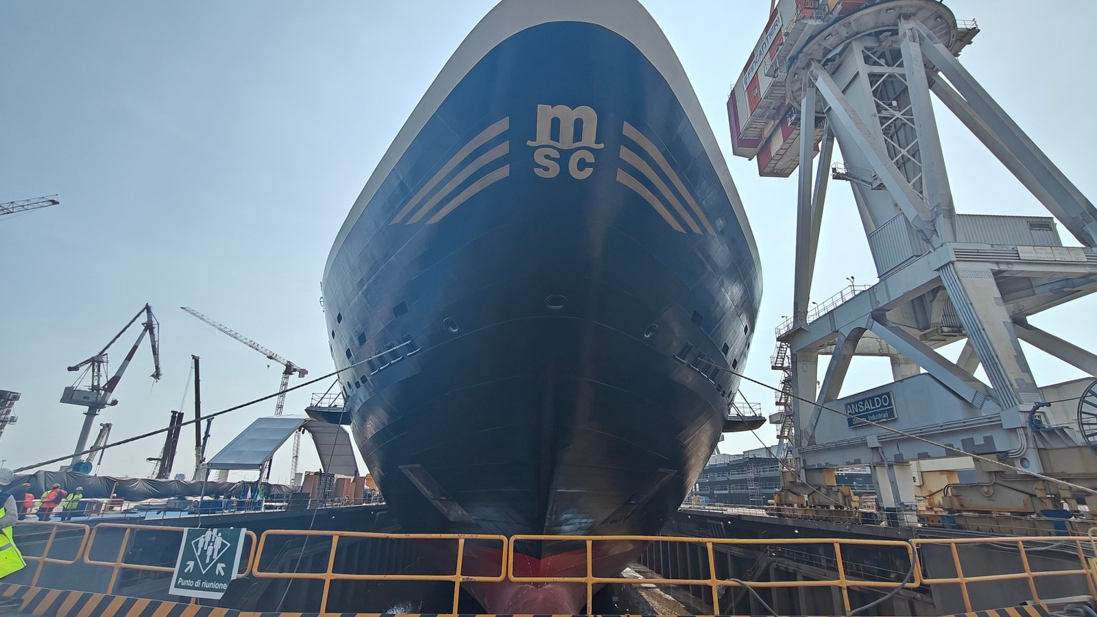 Explora IV gets ready to float-out at the Fincantieri shipyard