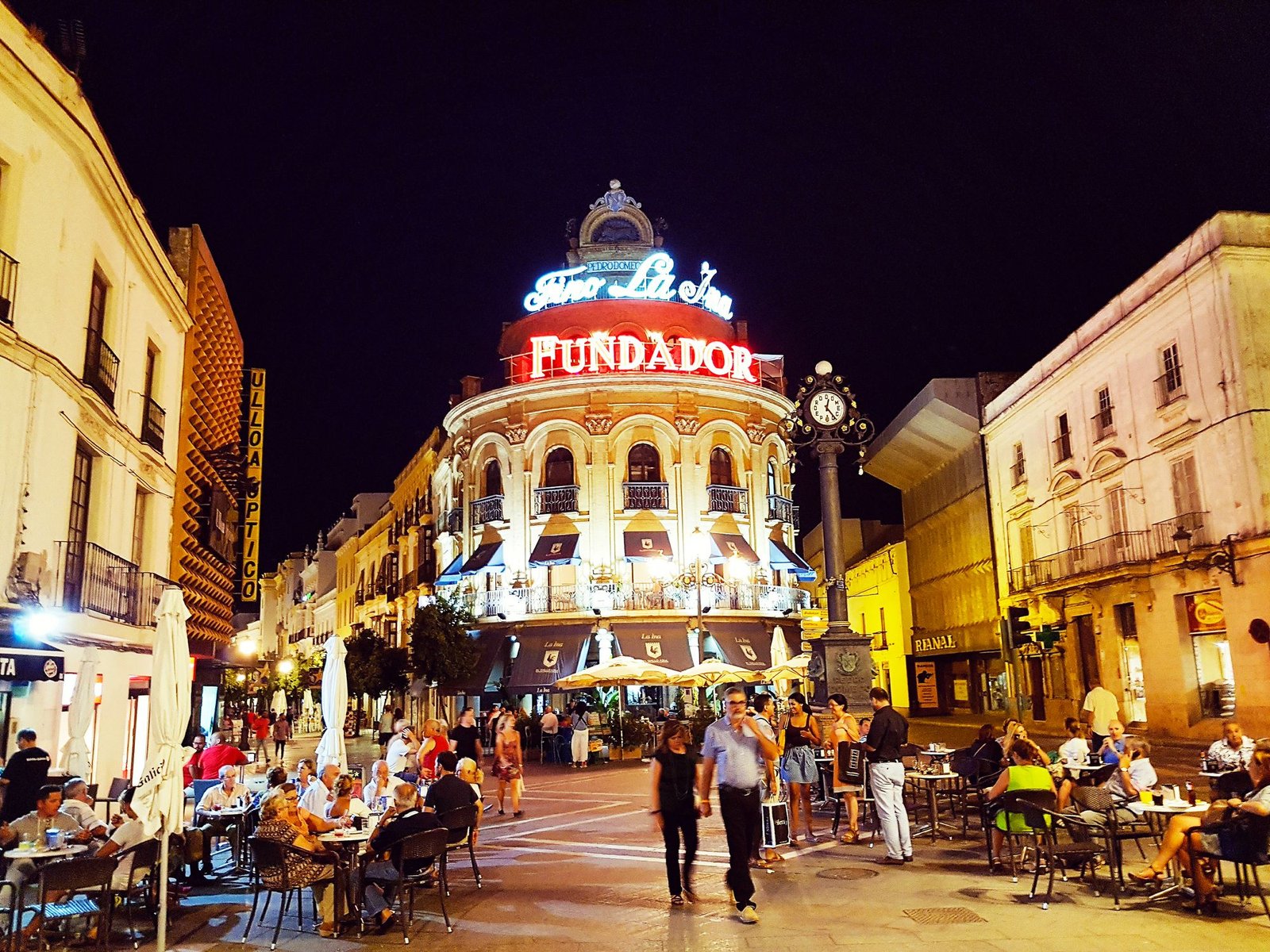 The city's old town remains bustling at night