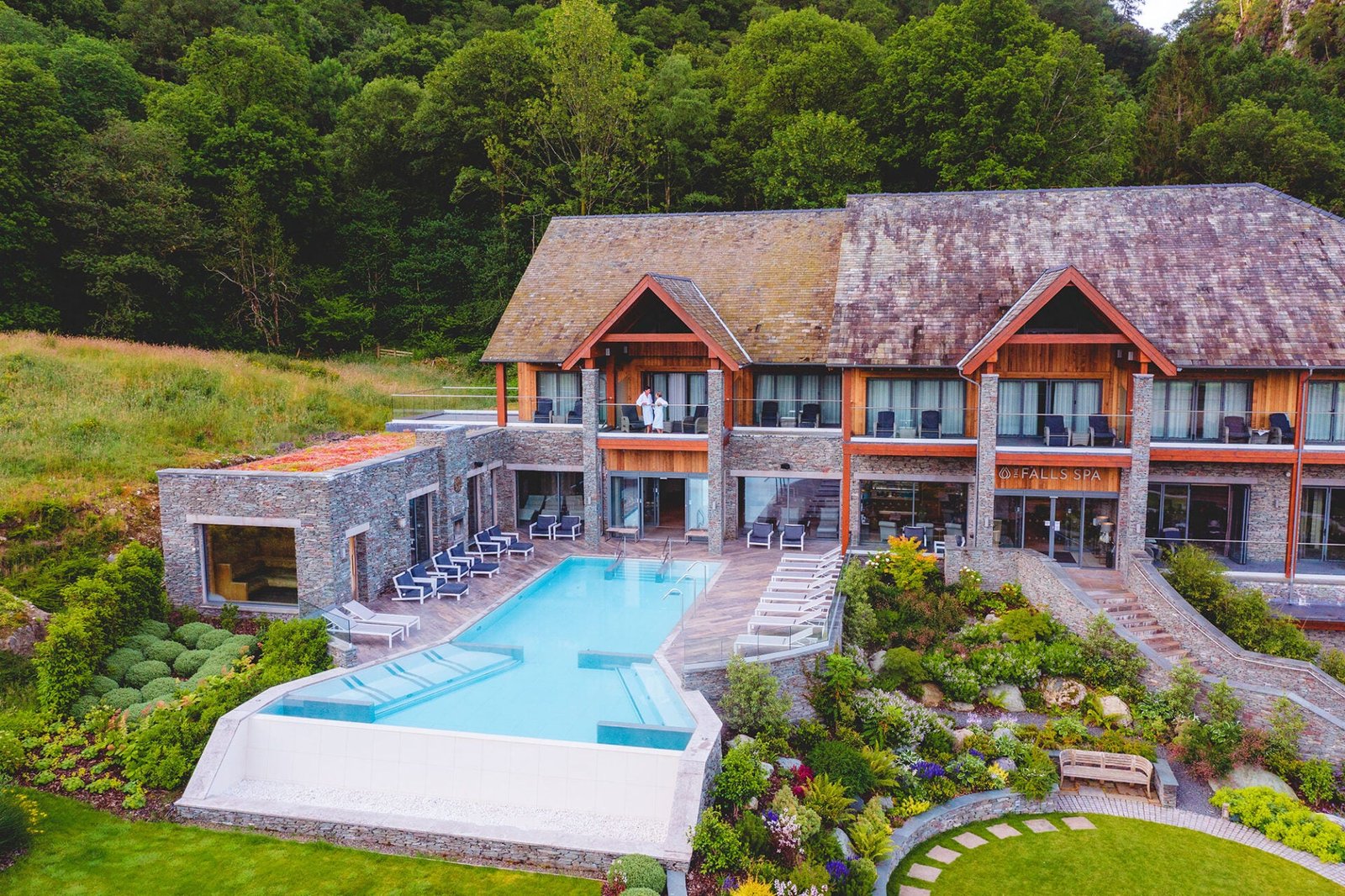 Lodore Fall’s pool backs onto the Lake District’s rolling hills