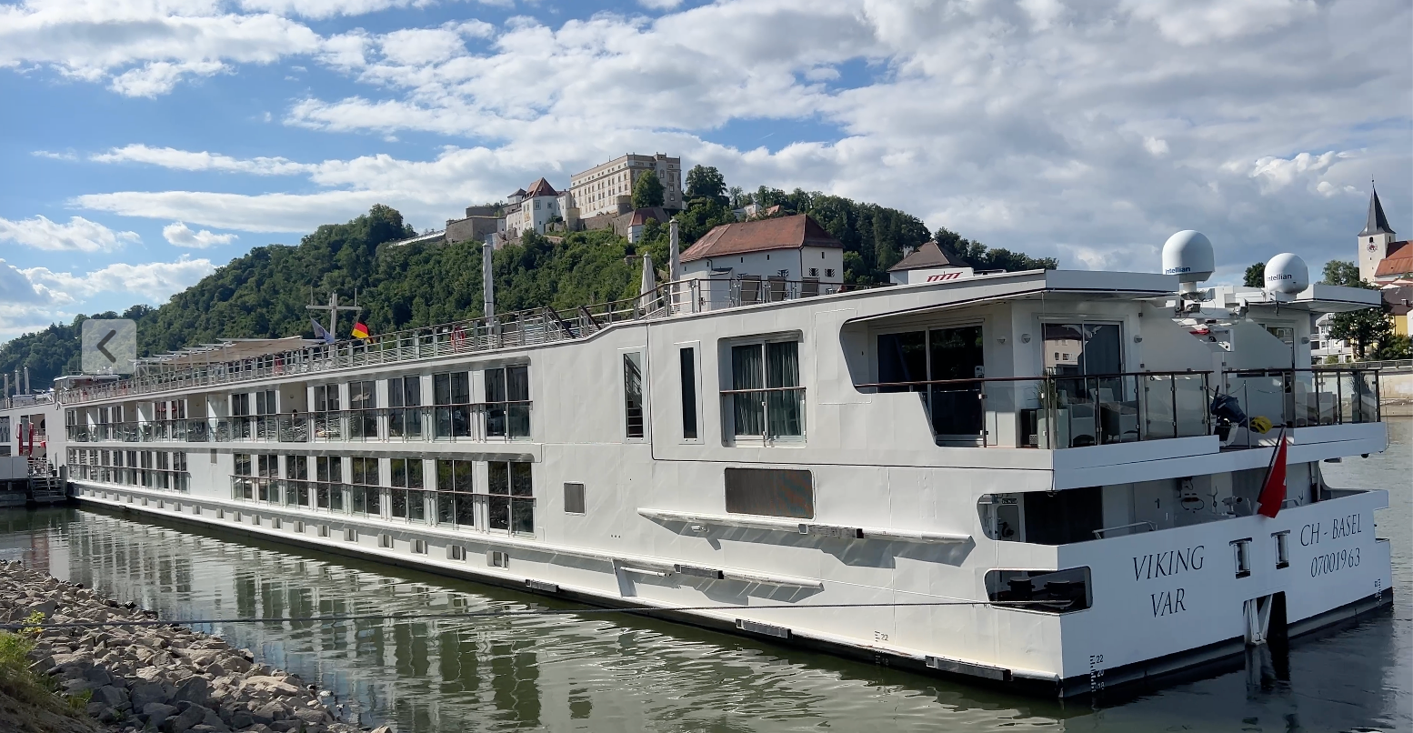 River deep: Cruise ship at Passau in southeast Germany