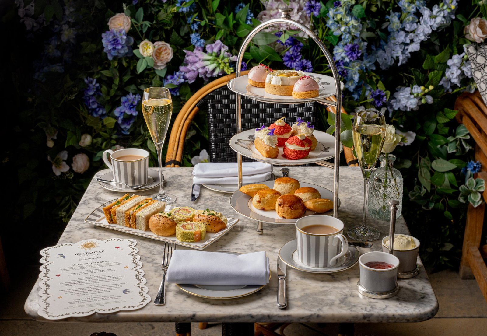 Dalloway Terrace’s afternoon tea includes smoked salmon pinwheels