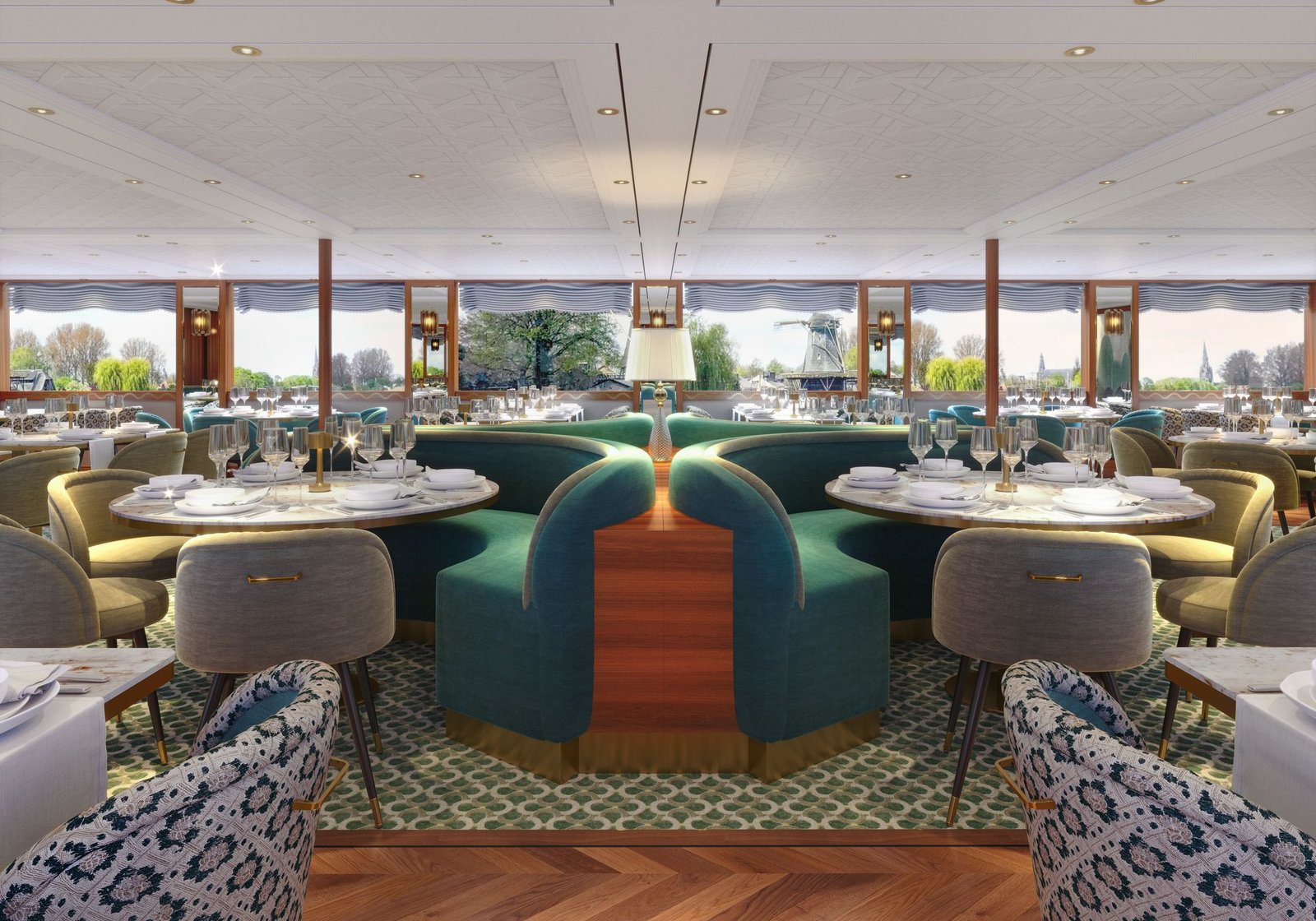 Expect gold and green tones aboard SS Audrey