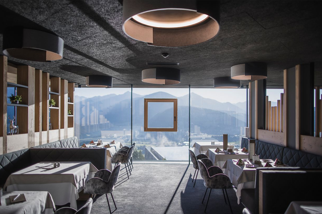 The main restaurant offers sweeping panoramic views