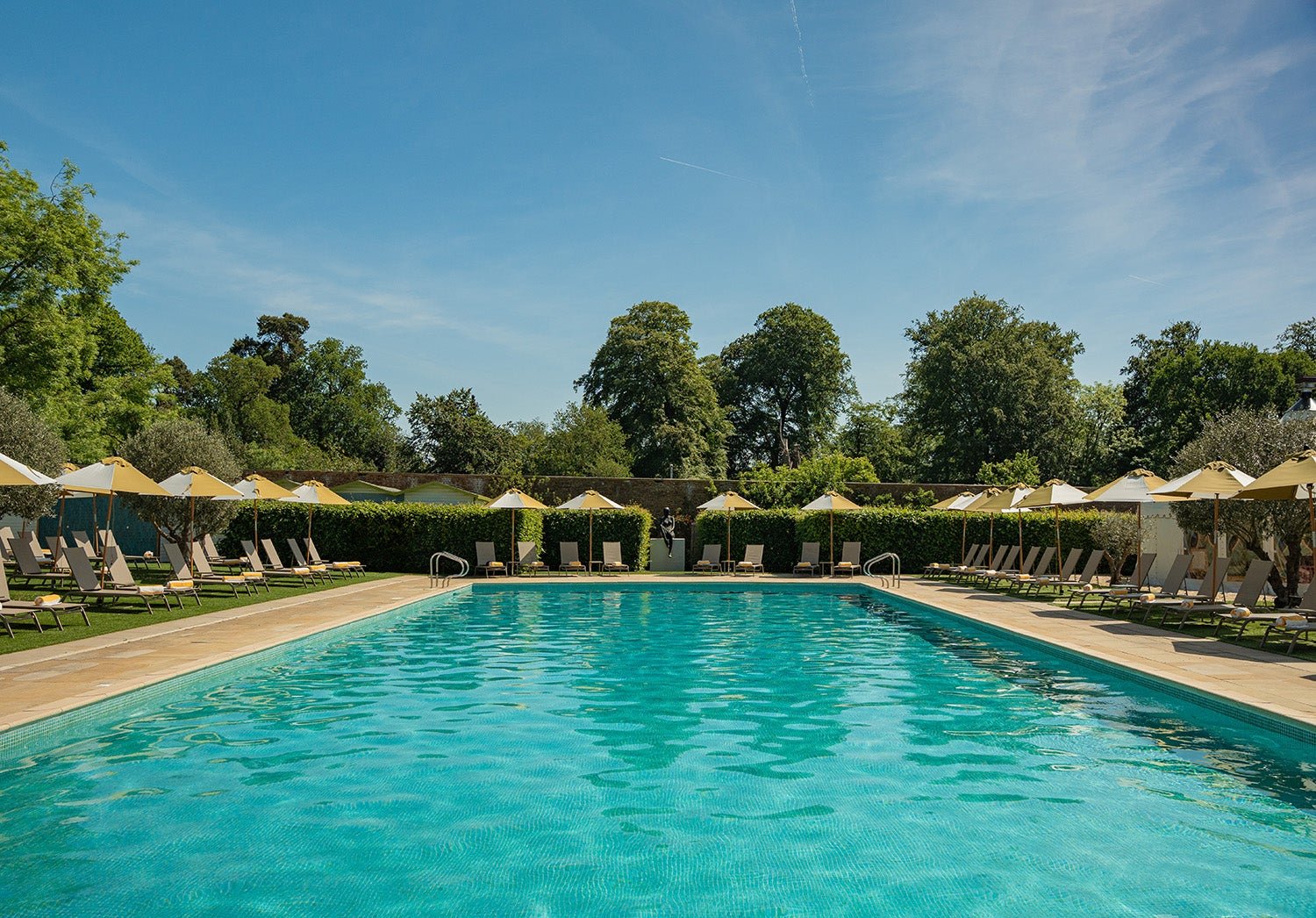 The seasonal outdoor swimming pool at The Grove