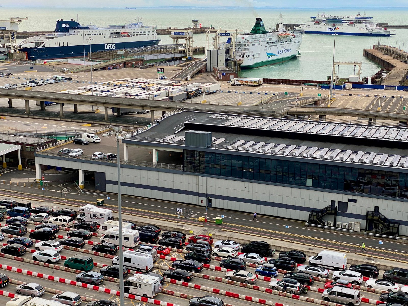 Over from Dover: Motorists queuing at the UK’s busiest sea departure point