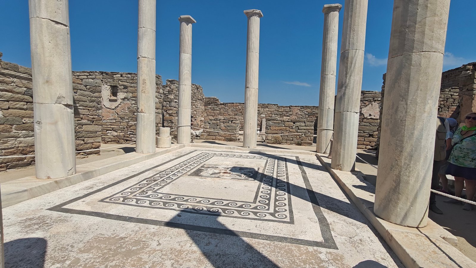 The remains of homes on Delos show pristine mosaic floors