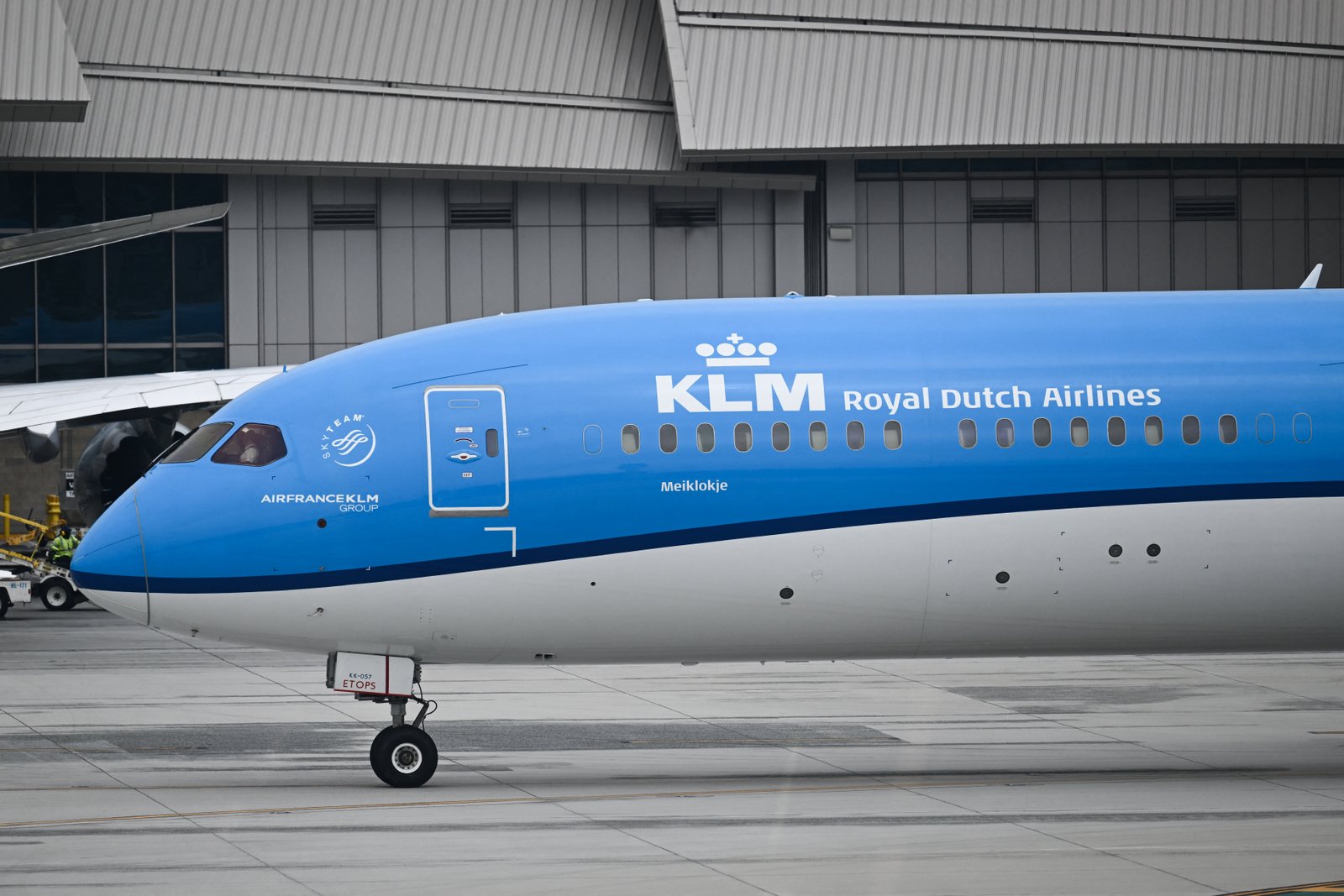 File. A KLM Royal Dutch Airlines jet at the Los Angeles airport in California