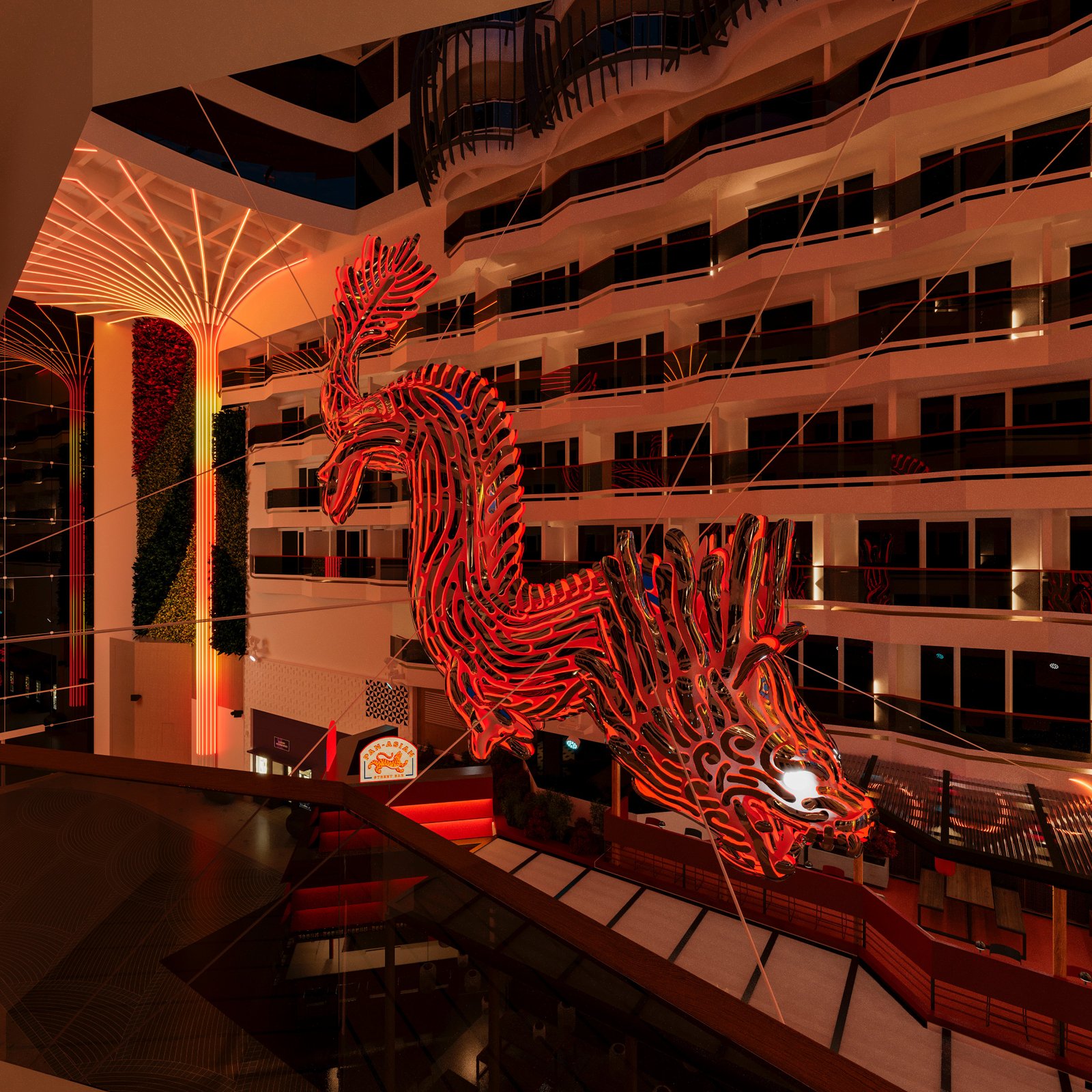 A dragon sculpture will be one of the main features in MSC World Asia's promenade
