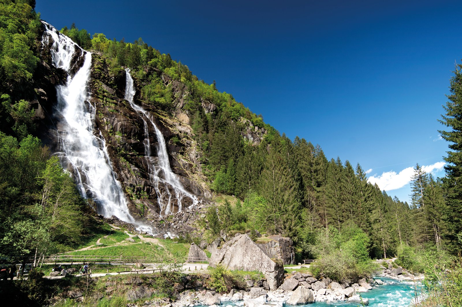 The stunning Le Cascate del Nardis in the wild Val di Genova in the Adamello-Brenta Nature Park