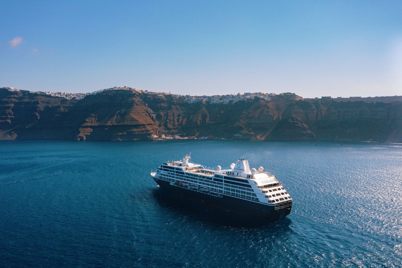 Azamara Quest off the Greek island of Santorini