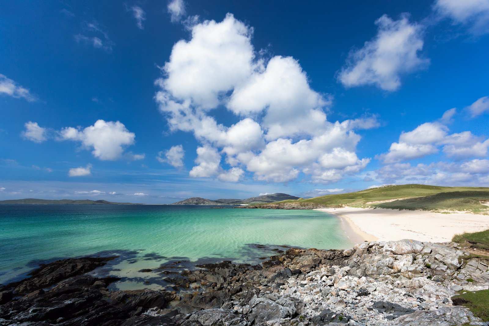 Luskentyre beach on the Isle of Harris in Scotland's Outer Hebrides is known for its turquoise waters