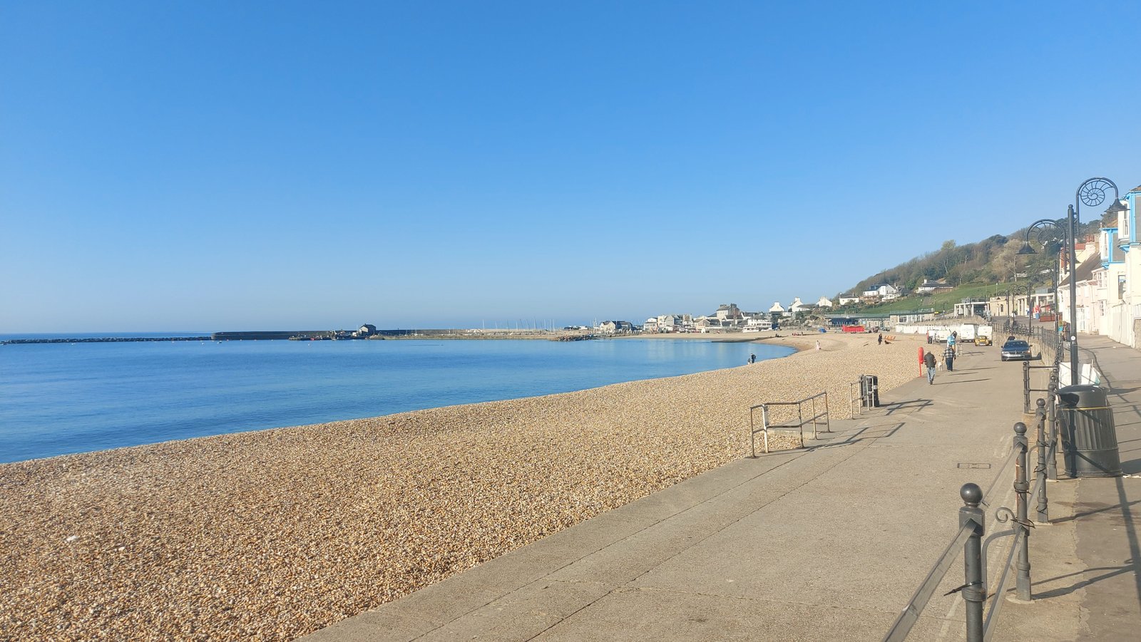 The pebbly beach at picturesque Lyme Regis