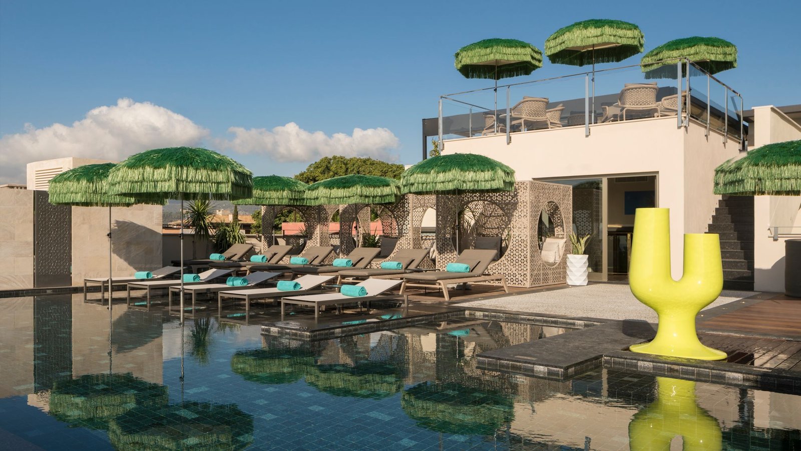 The rooftop pool has plenty of cabanas for shade