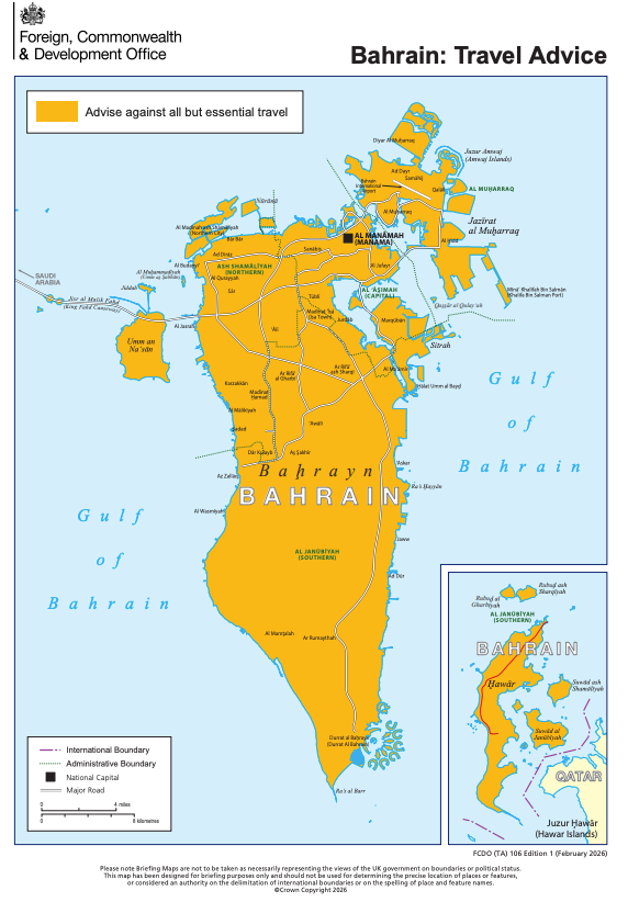 Bahrain travel advice as of 23 March