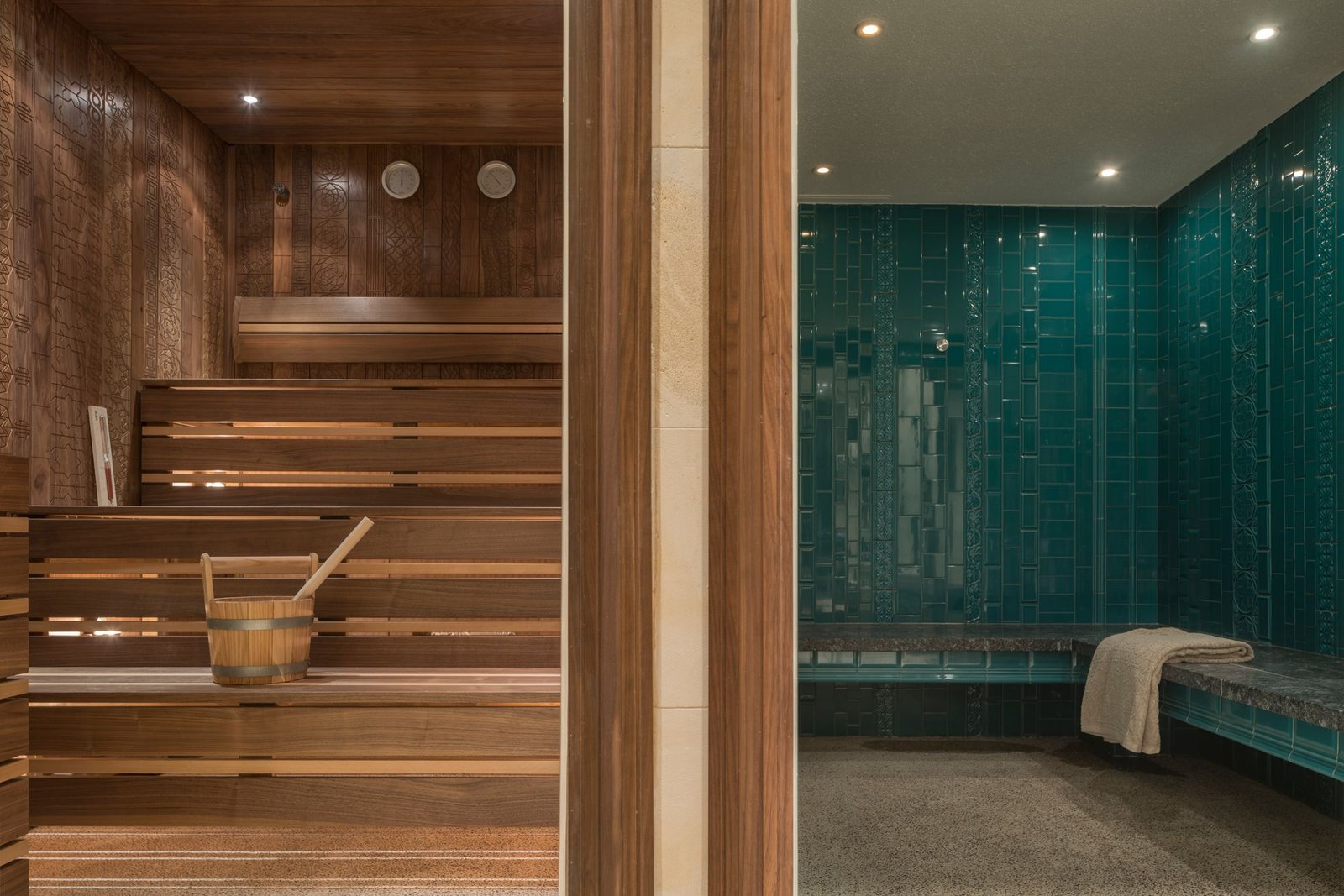 The basement level spa has steam facilities