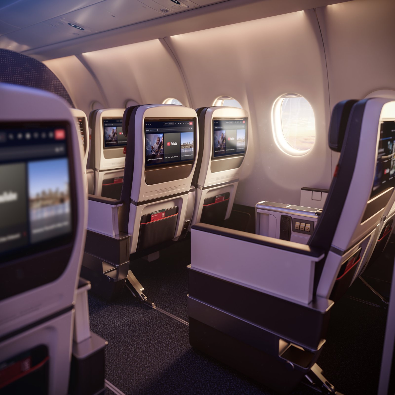 The new Delta Premium Select seats feature 16-inch screens (up from 13.3 inches)