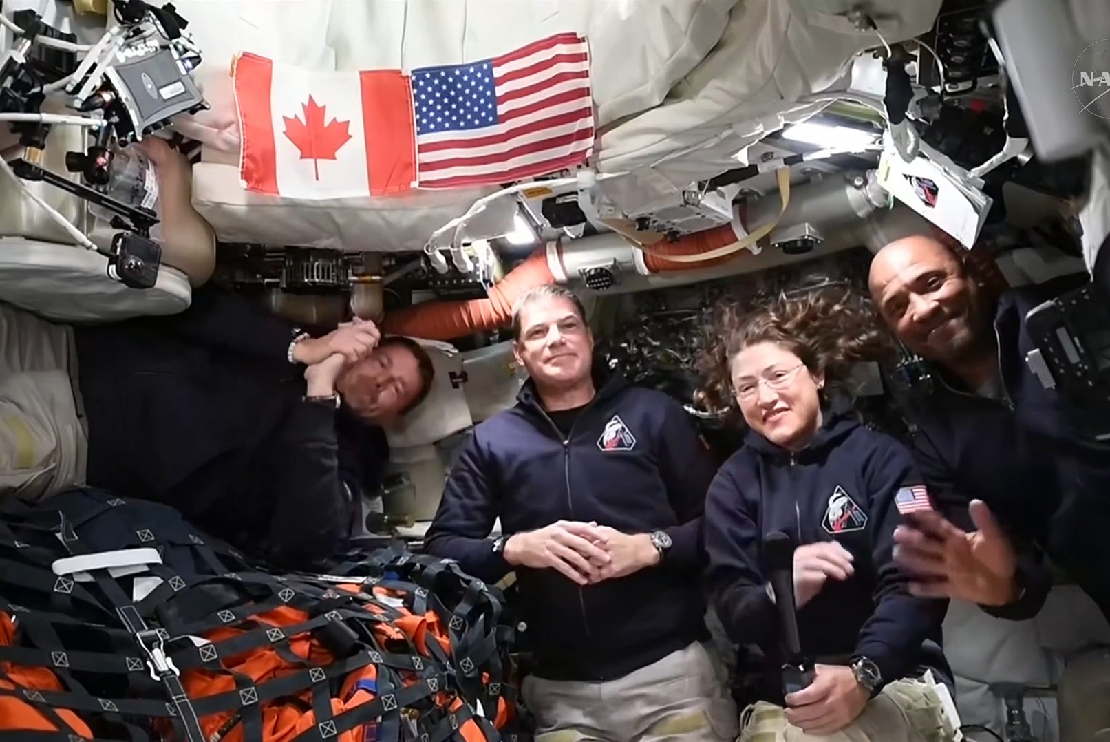 Artemis II astronauts inside Orion