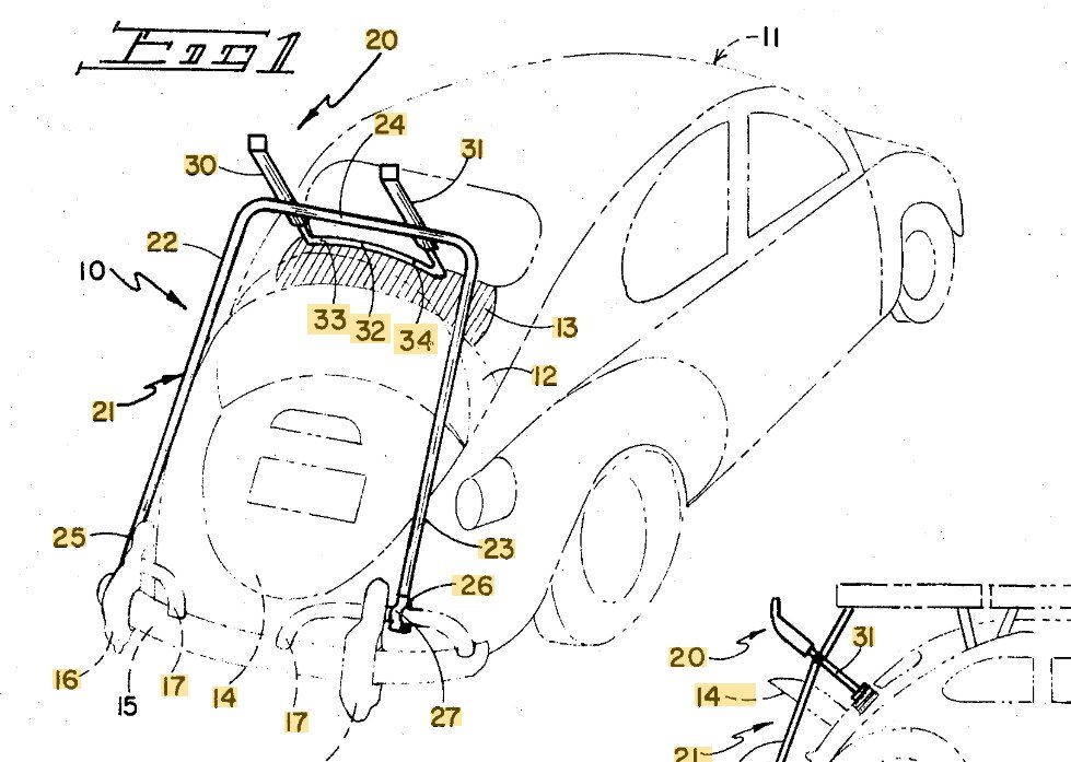 I love the space-age meets hippy vibe of Allen’s original patent drawings, featuring a Volkswagen Beetle.