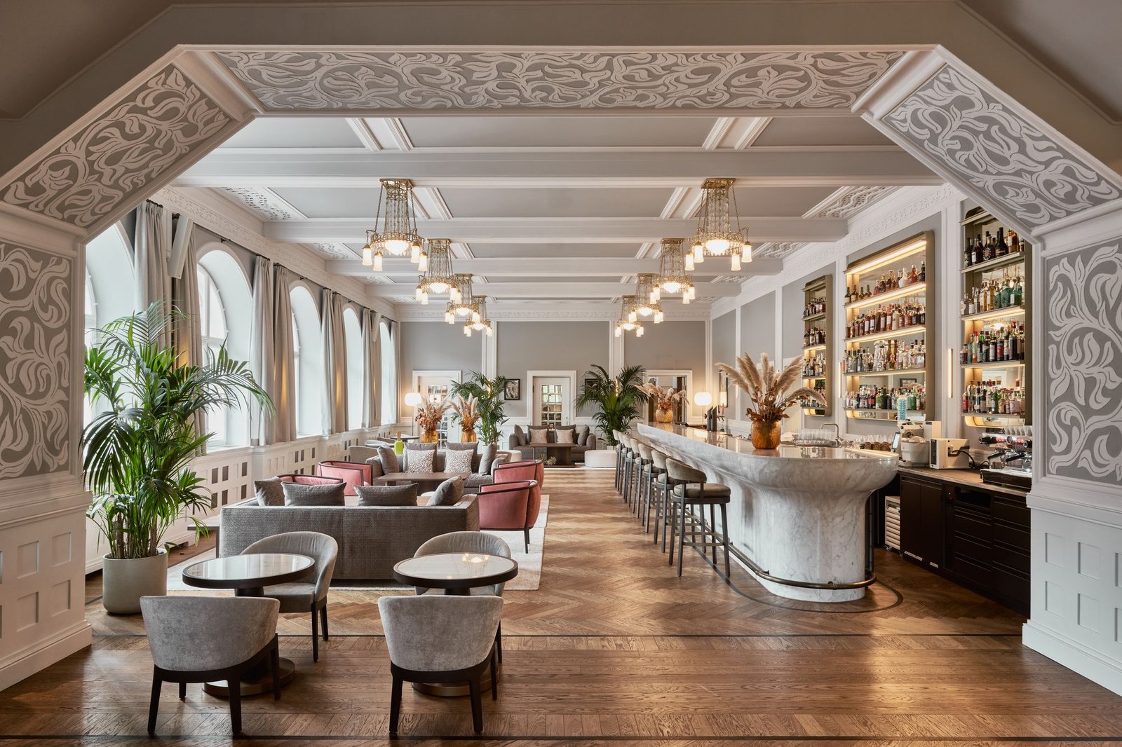 Grace La Margna retains much of its Art Nouveau heritage, with swirling floral motifs in the bar area