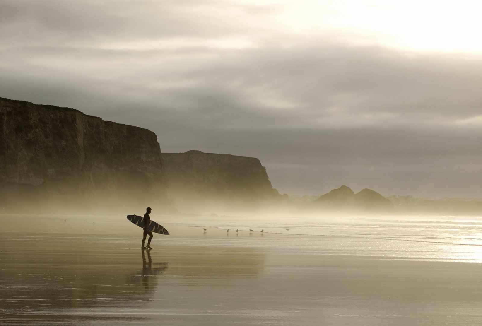 As the the drizzle arrives, surfers may find this an ideal time to head to a rather uncrowded beach in Cornwall