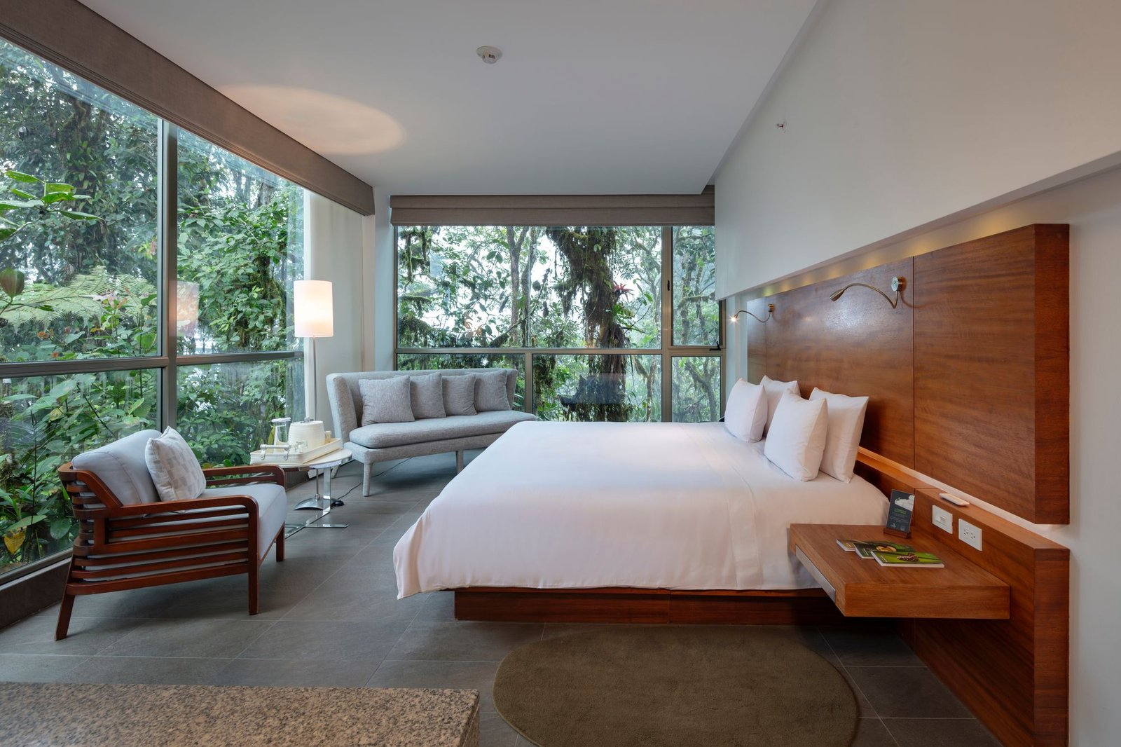 Rooms at the Lodge offer stylish decor and breathtaking views